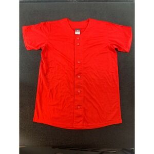 Alleson Athletic Youth XL Red Button Front Short Sleeve Baseball Jersey